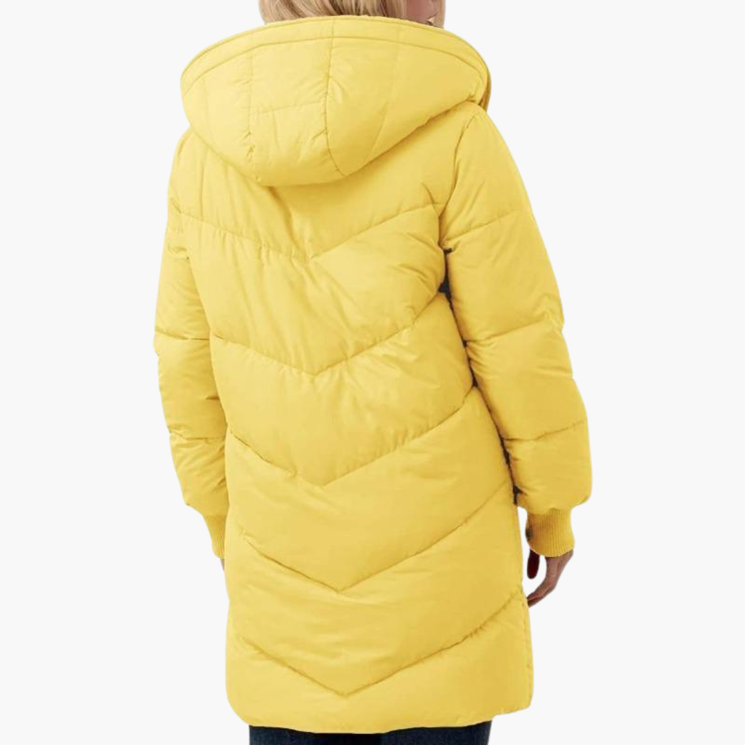 Women’s Hooded Puffer Coat with Fleece Lining and Slim Fit