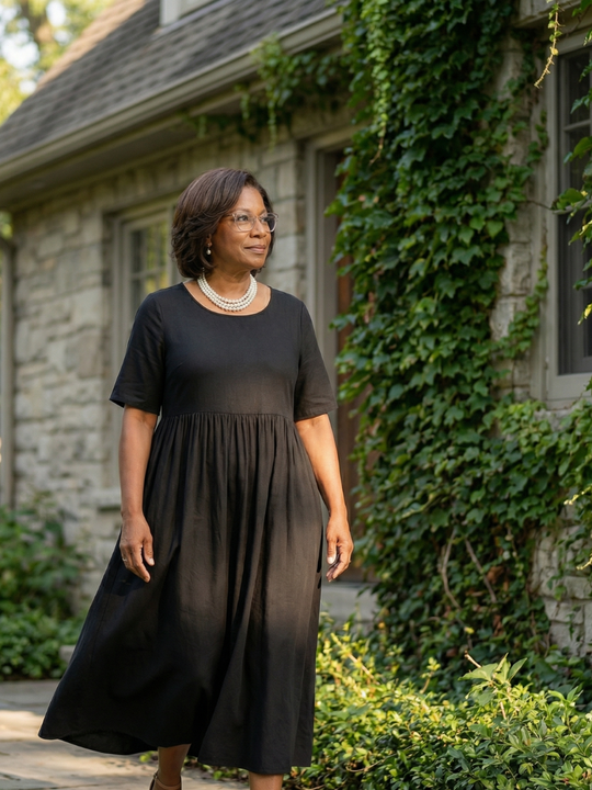 Ciren | Simple Gather Midi Dress