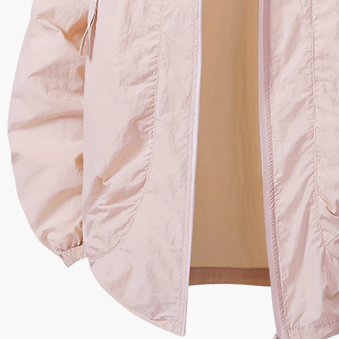 Unisex Windbreaker Jacket with Hood and Zippered Pockets