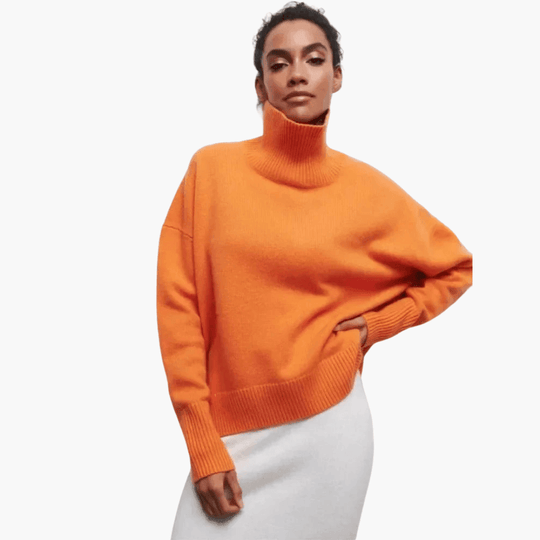 Women's Ribbed Turtleneck Jumper with Long Sleeves and Fitted Silhouette