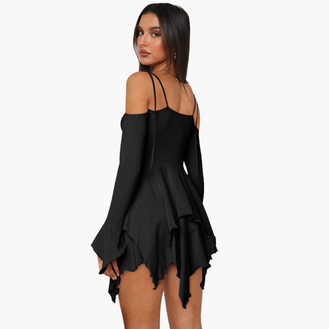 Women’s Mini Dress with Off‑Shoulder and Layered Detail