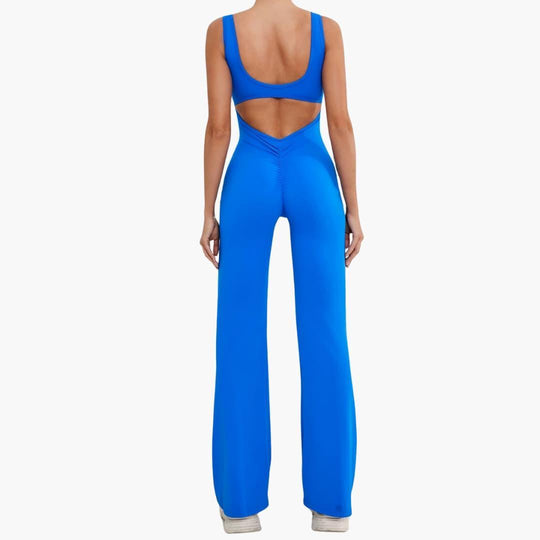 Women's Activewear Tracksuit with Sleeveless Scoop Neck and Flared Leg Trousers