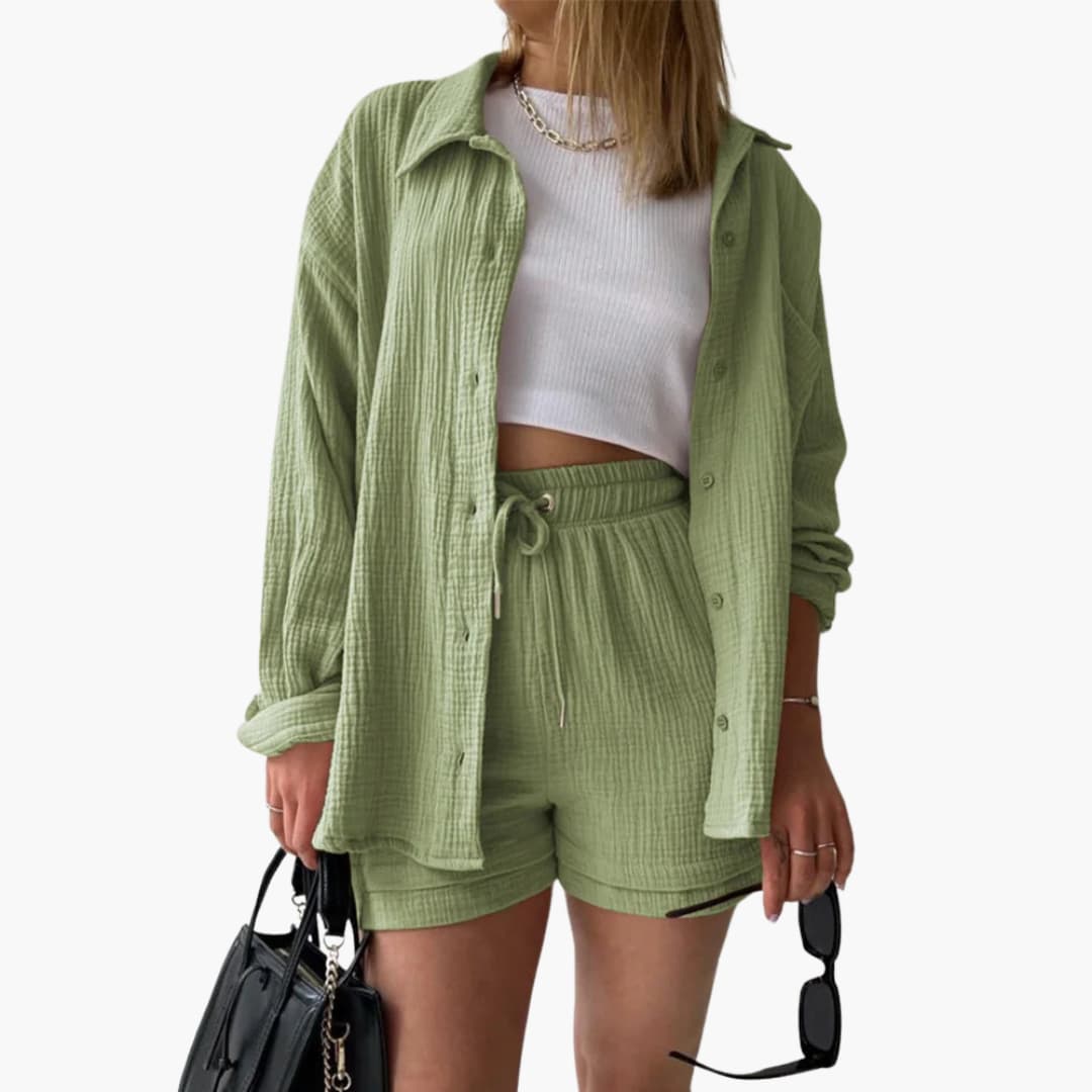2-Piece Set for Women - Relaxed Fit Shirt and Shorts - Made by Jessica
