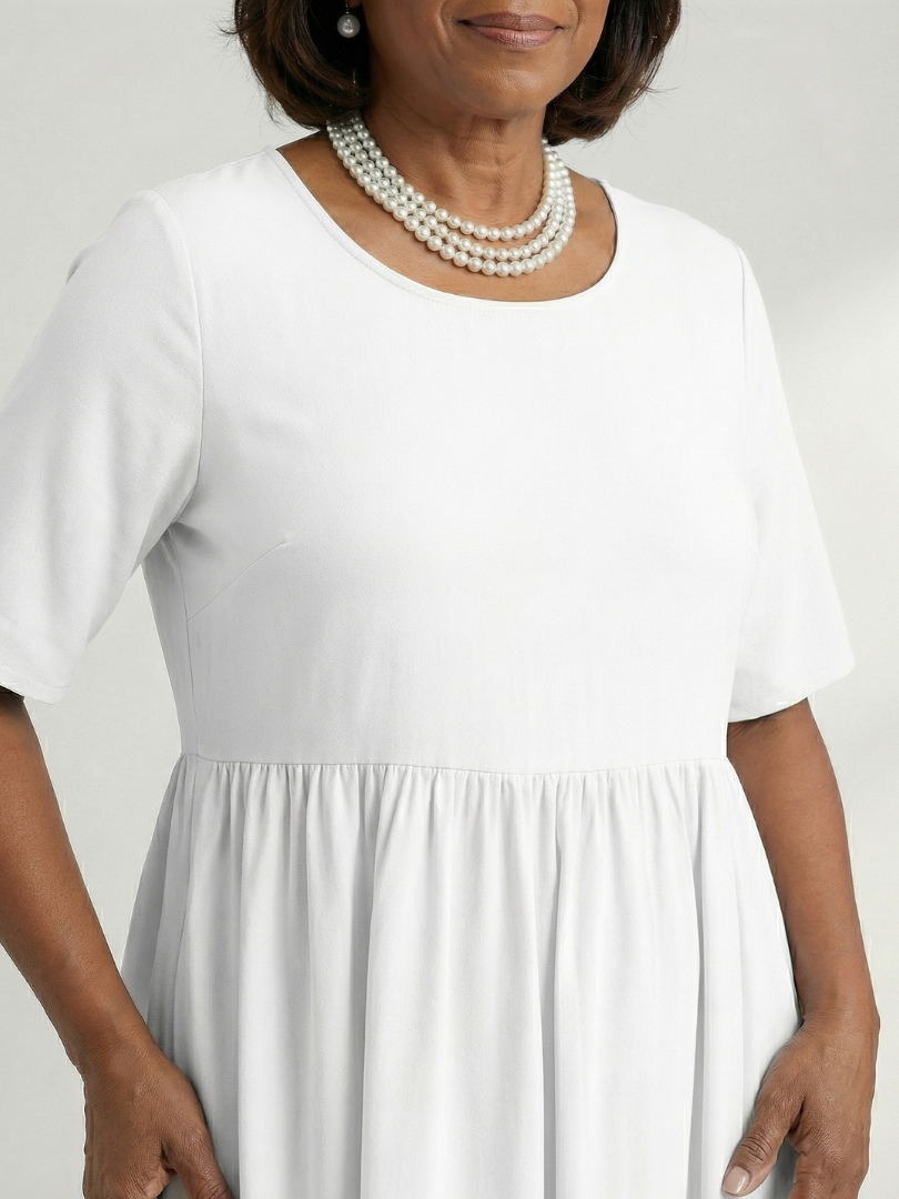 Ciren | Simple Gather Midi Dress