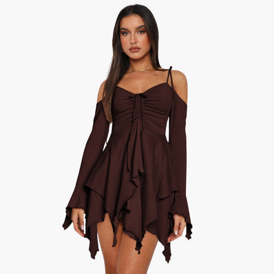 Women’s Mini Dress with Off‑Shoulder and Layered Detail