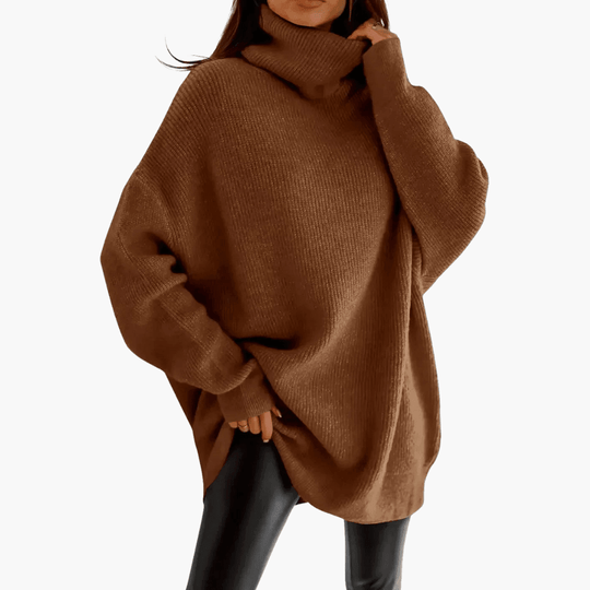 Women's Oversized Jumper with Longline Silhouette and Long Sleeves