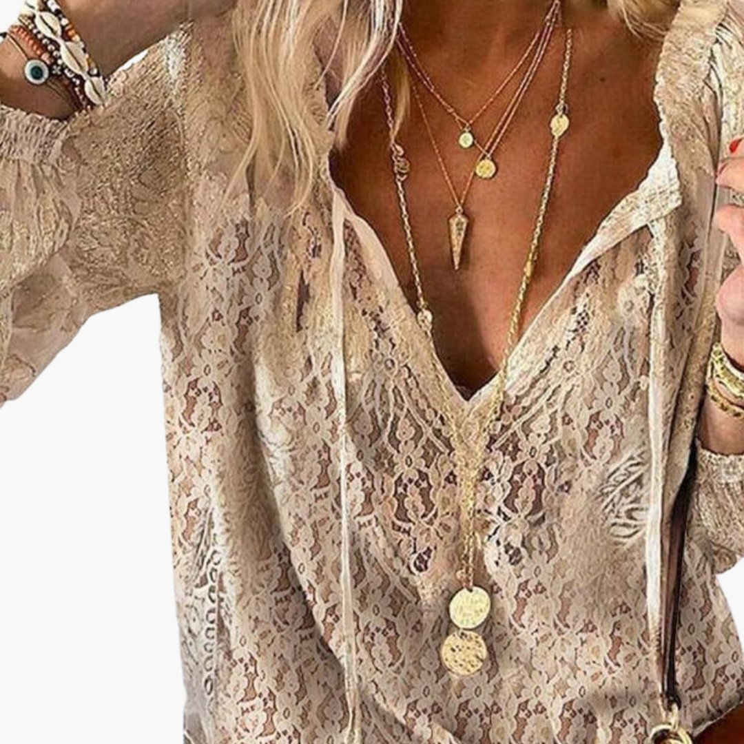 Boho Blouse for Women - Elegant Slit Neckline & Airy Style - Made by Jessica