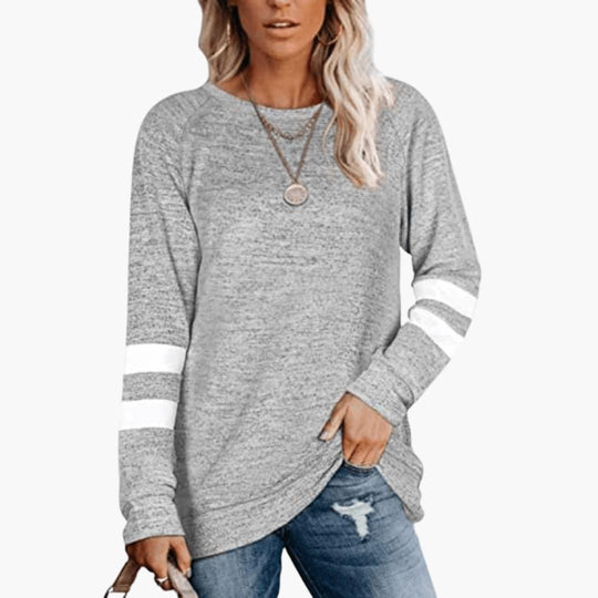 Women’s Long Sleeve Shirt with Relaxed Fit and Crew Neckline