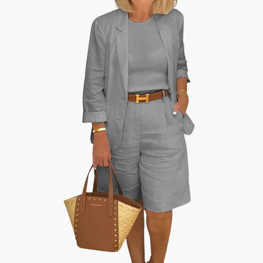 Women’s Two-Piece Set with Blazer and Shorts