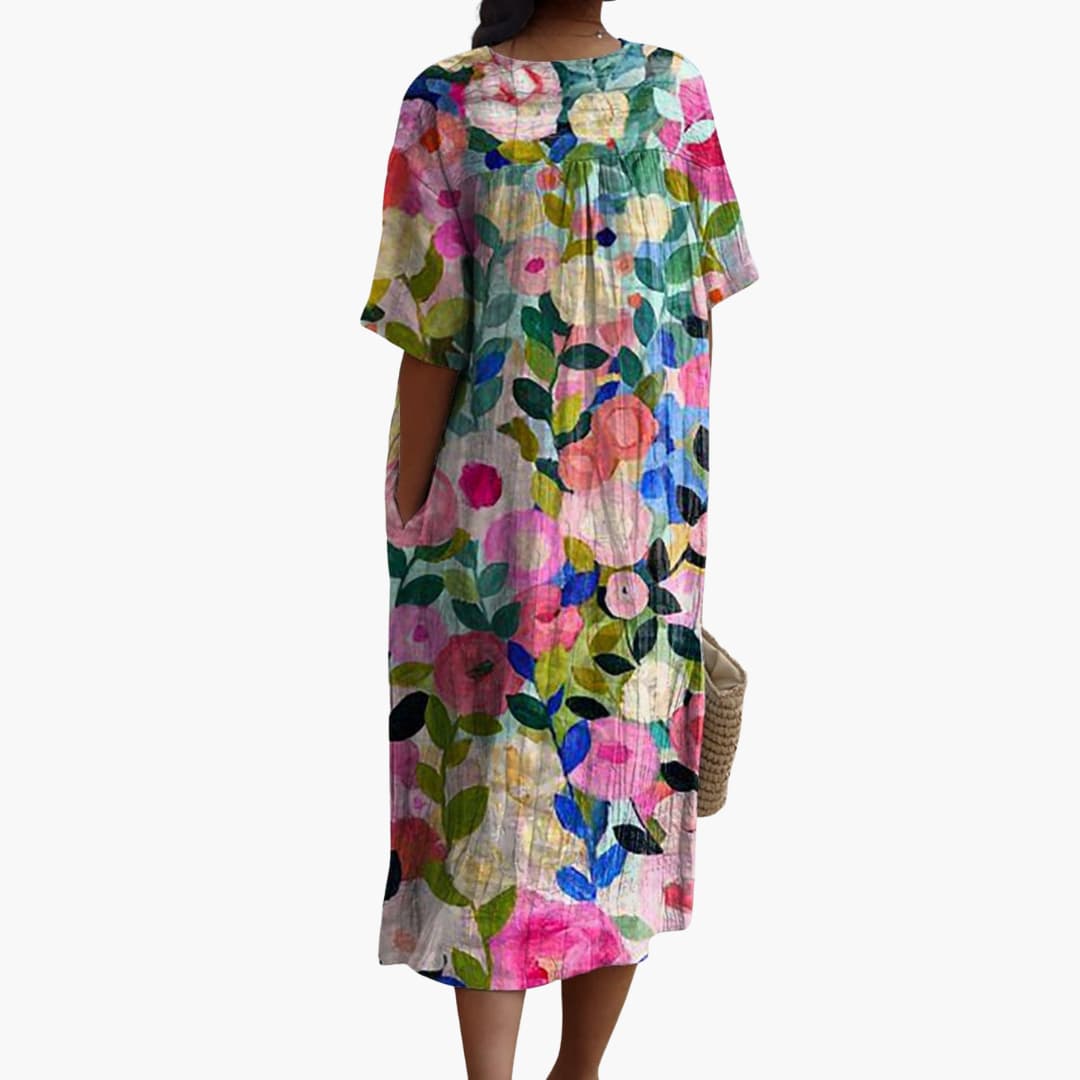 Women’s V-Neck Short Sleeve Midi Dress