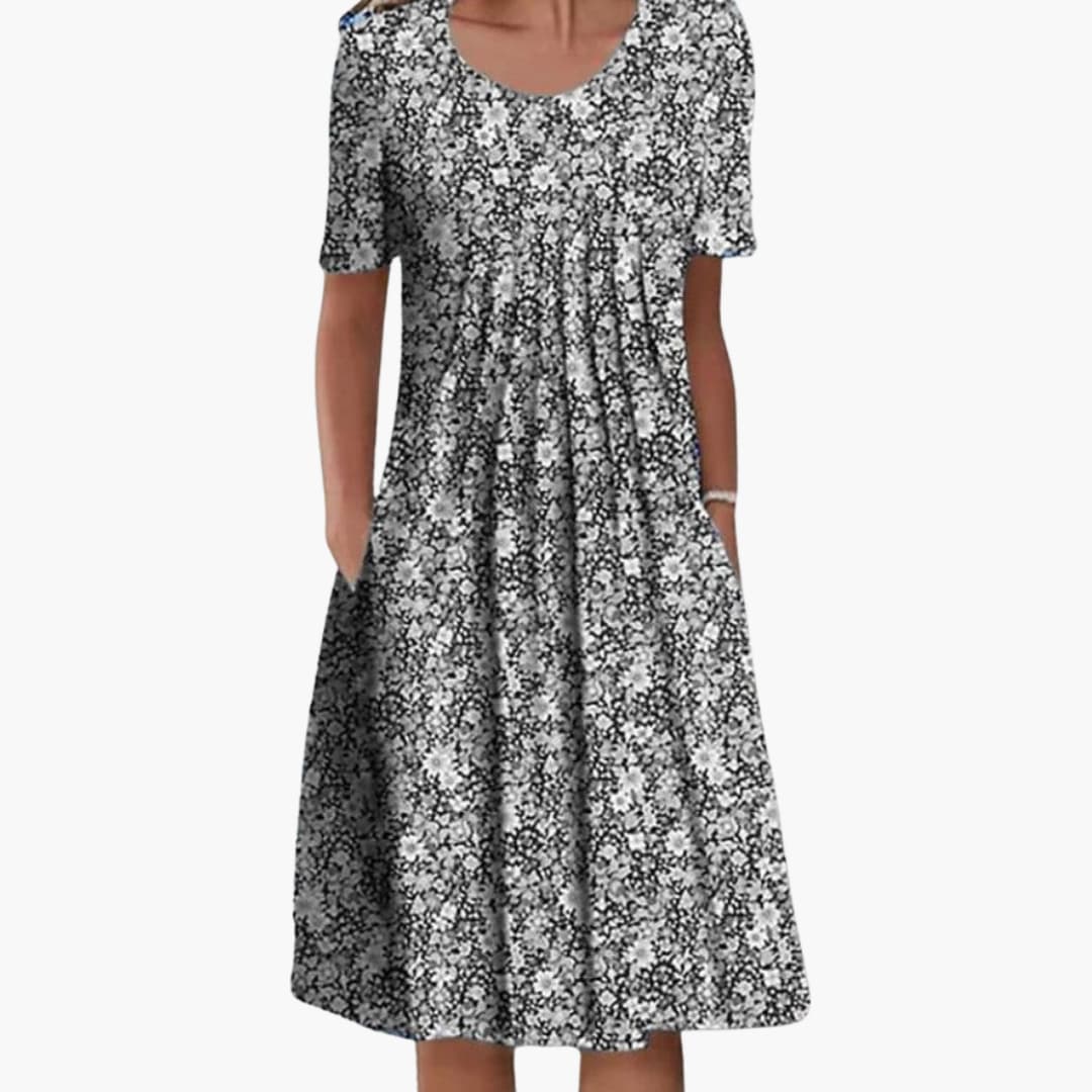 Women's Floral Dress with Side Pockets and Relaxed Fit