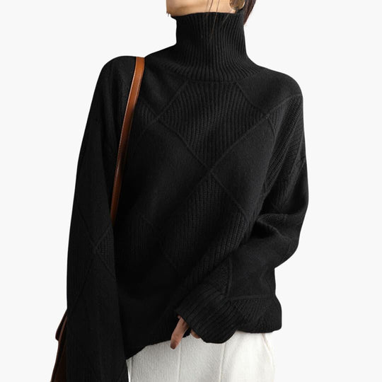 Women's Ribbed Turtleneck Jumper with Long Sleeves and Fitted Silhouette