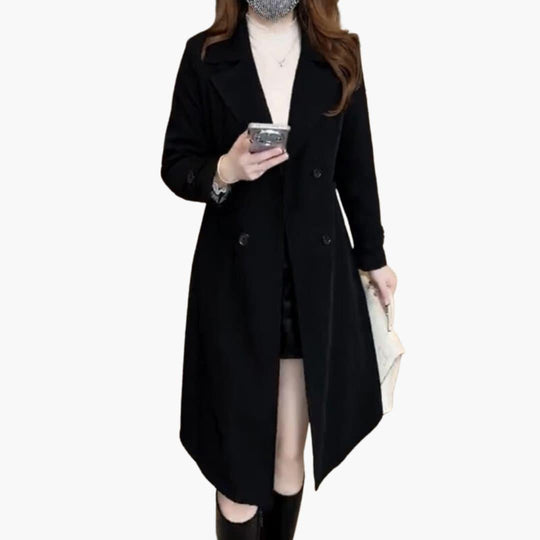 Women’s Trench Coat with Shaped Silhouette and Belted Waist