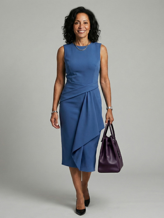 Oriel | Asymmetric Drape Midi Dress