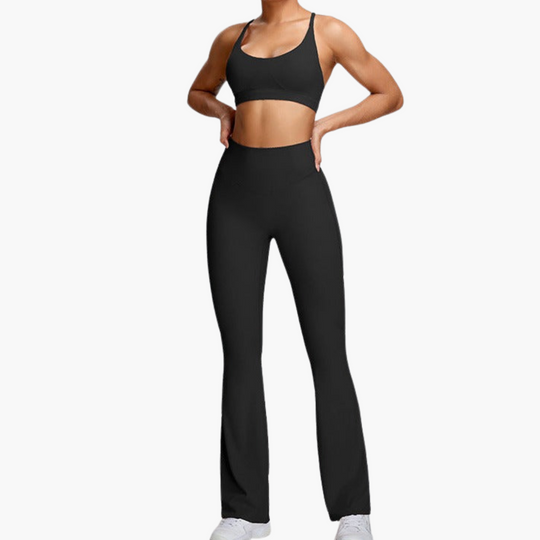 Women’s Activewear Co Ord Set with Sports Bra and Flared Trousers