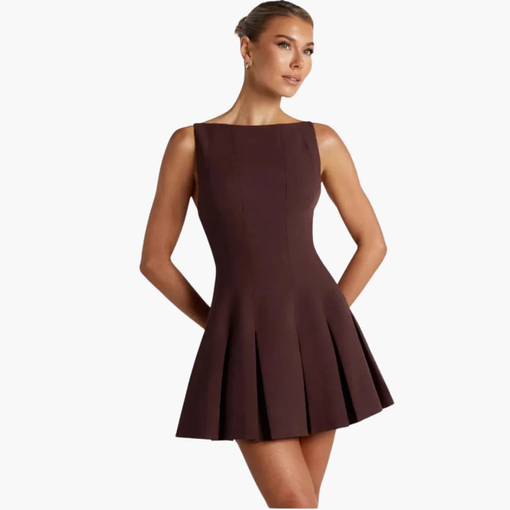 Women’s Mini Dress with Spaghetti Straps and Pleated Skirt