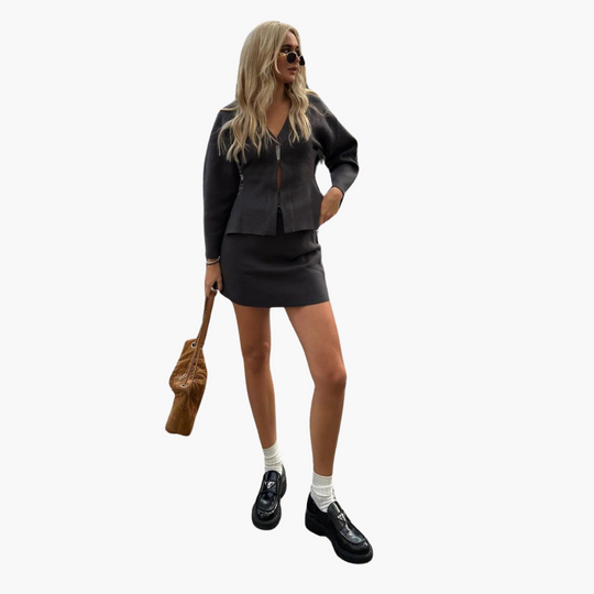 Women’s Two-Piece Set with Knit Skirt and Top