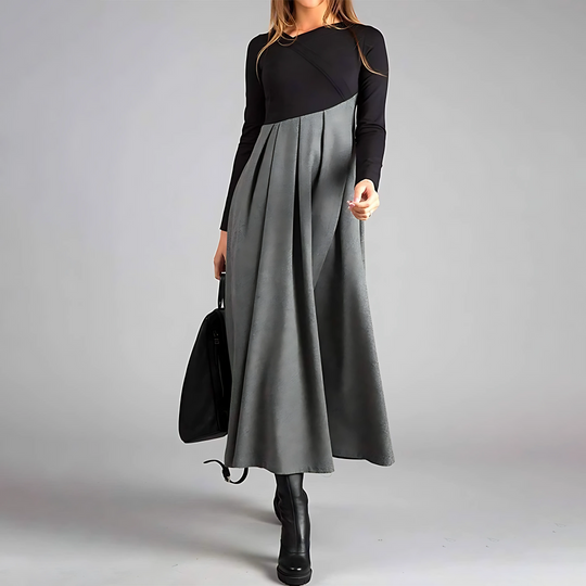 Women's Dress with A-Line Cut and Pleated Skirt