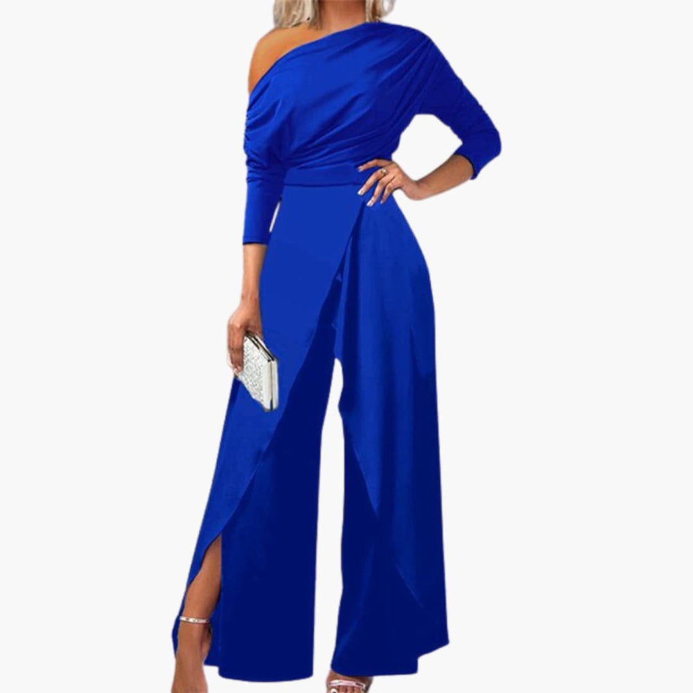 Women’s One-Shoulder Jumpsuit with Wide-Leg Trousers