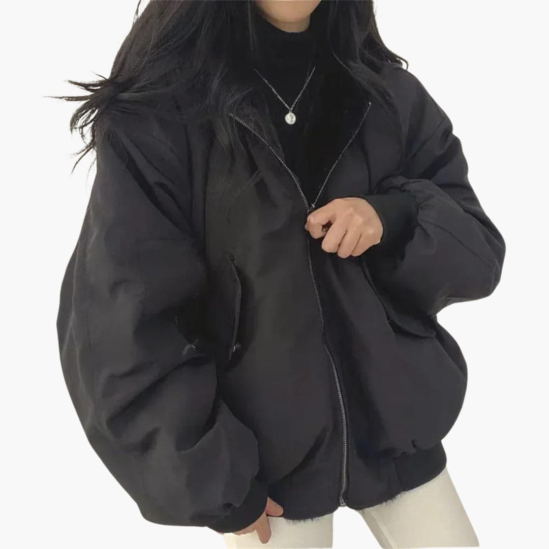 Women’s Reversible Jacket with Balloon Sleeves and Dual Surfaces