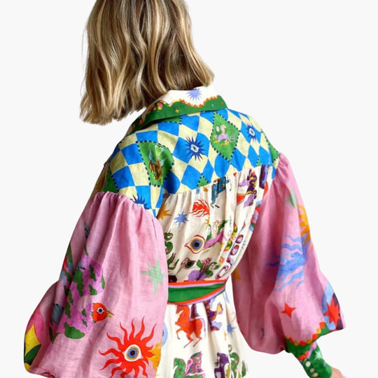 Women’s maxi shirt dress with button fastening and waist tie