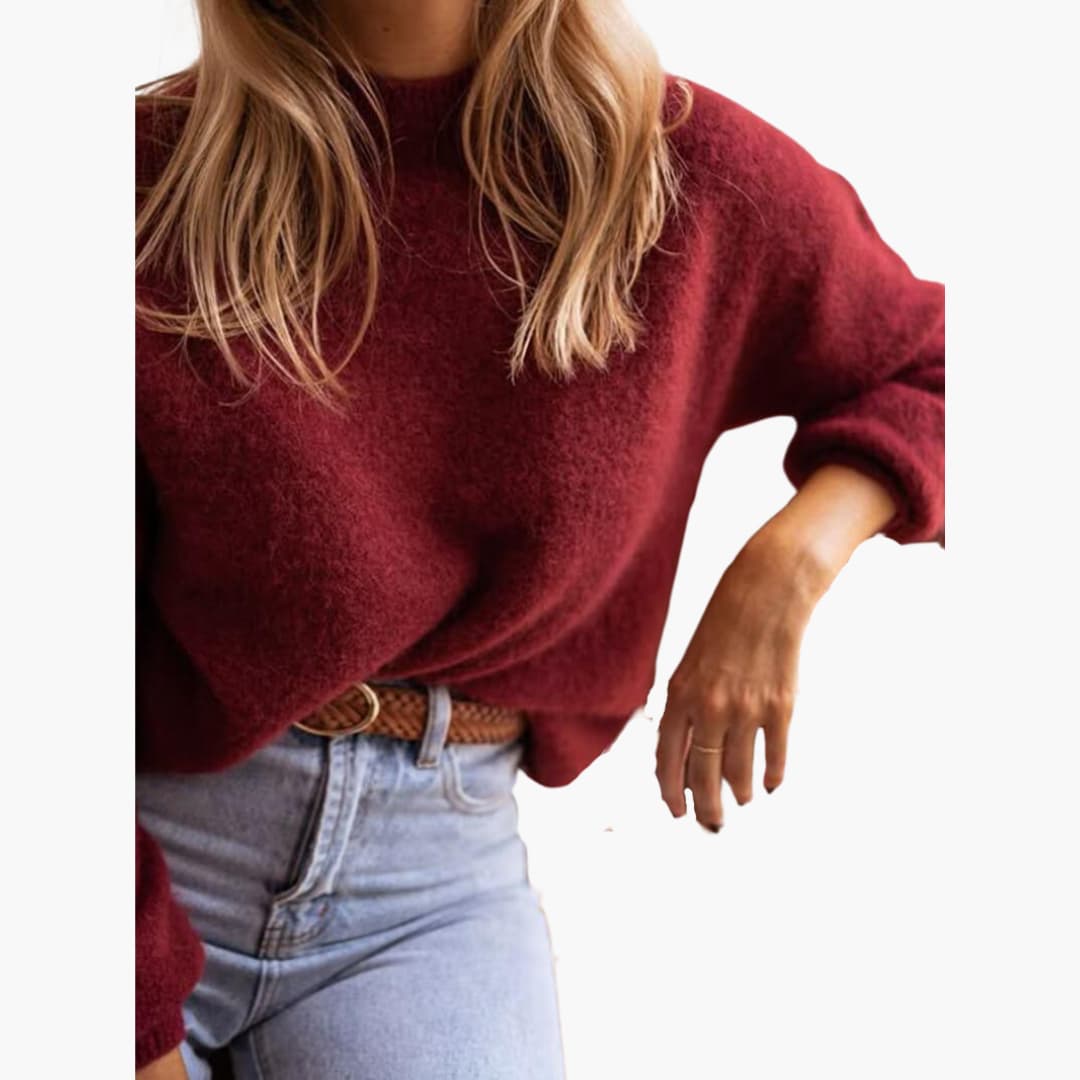 Burgundy Knit Sweater for Women - Cozy & Stylish Comfort - Made by Jessica
