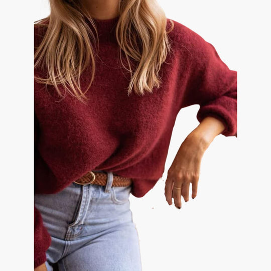 Burgundy Knit Sweater for Women - Cozy & Stylish Comfort - Made by Jessica