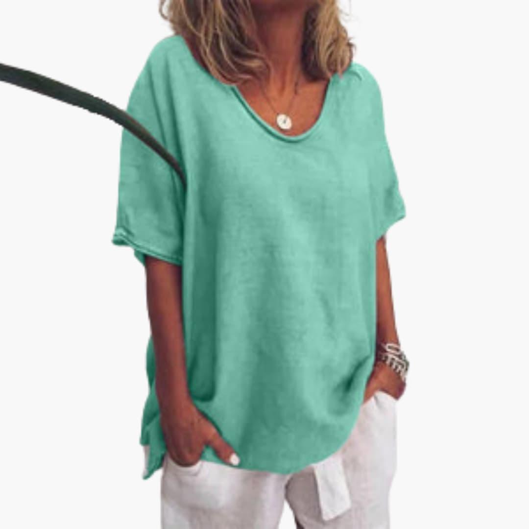 Women's Chiffon Blouse with Long Sleeves and Relaxed Fit