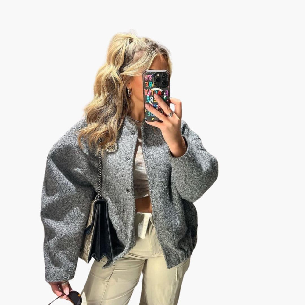 Women’s Bomber Jacket with Ribbed Trim