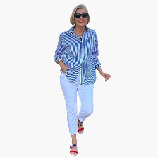 Women's Shirt with Button-Down Front and Stripe Pattern