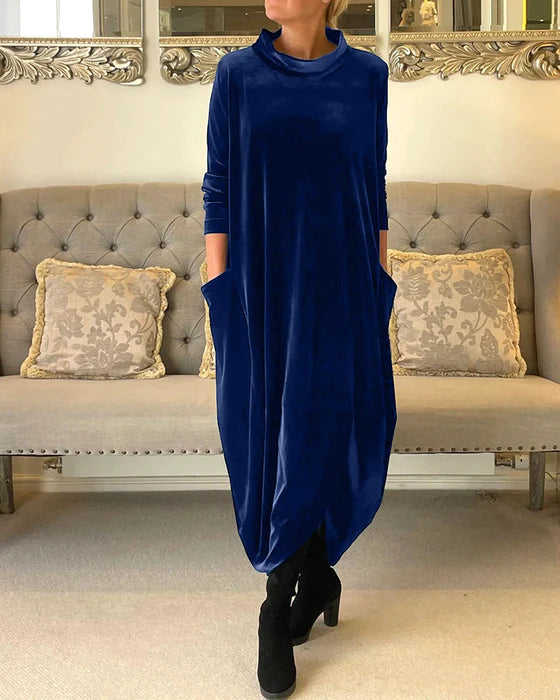 Women's Velvet Evening Dress with Relaxed Fit and Soft Fabric