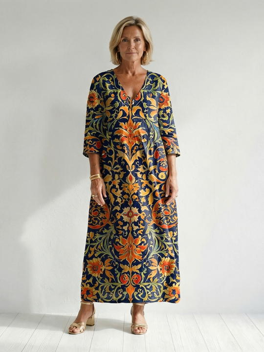 Elise | Clean Ornate Floral Midi Dress