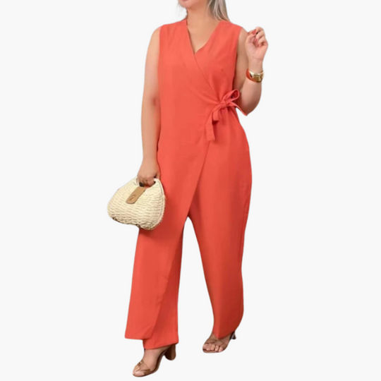Women’s Jumpsuit with Wrap Front and Tie