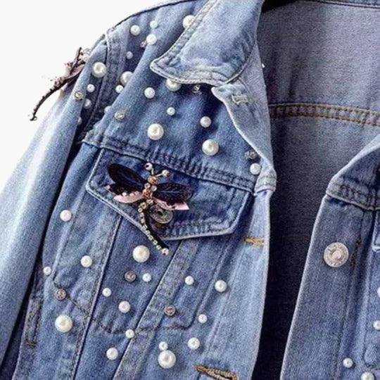 Women’s Embellished Jacket with Fitted Cut and Long Sleeves