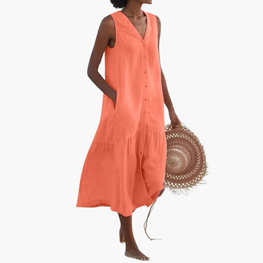 Button-Down Midi Dress for Women - Casual Summer Style - Made by Jessica