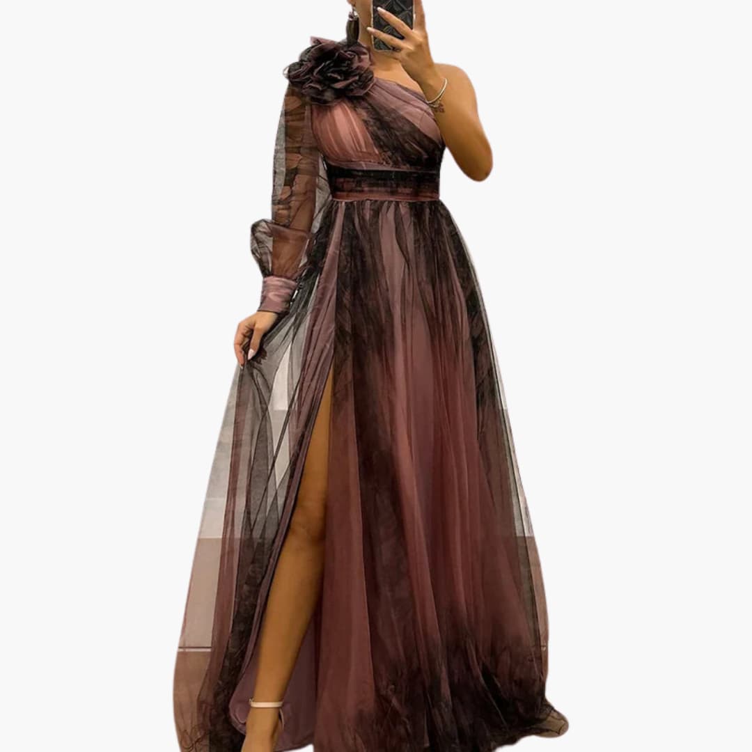 Women’s Maxi Dress with One Shoulder Design and Side Split