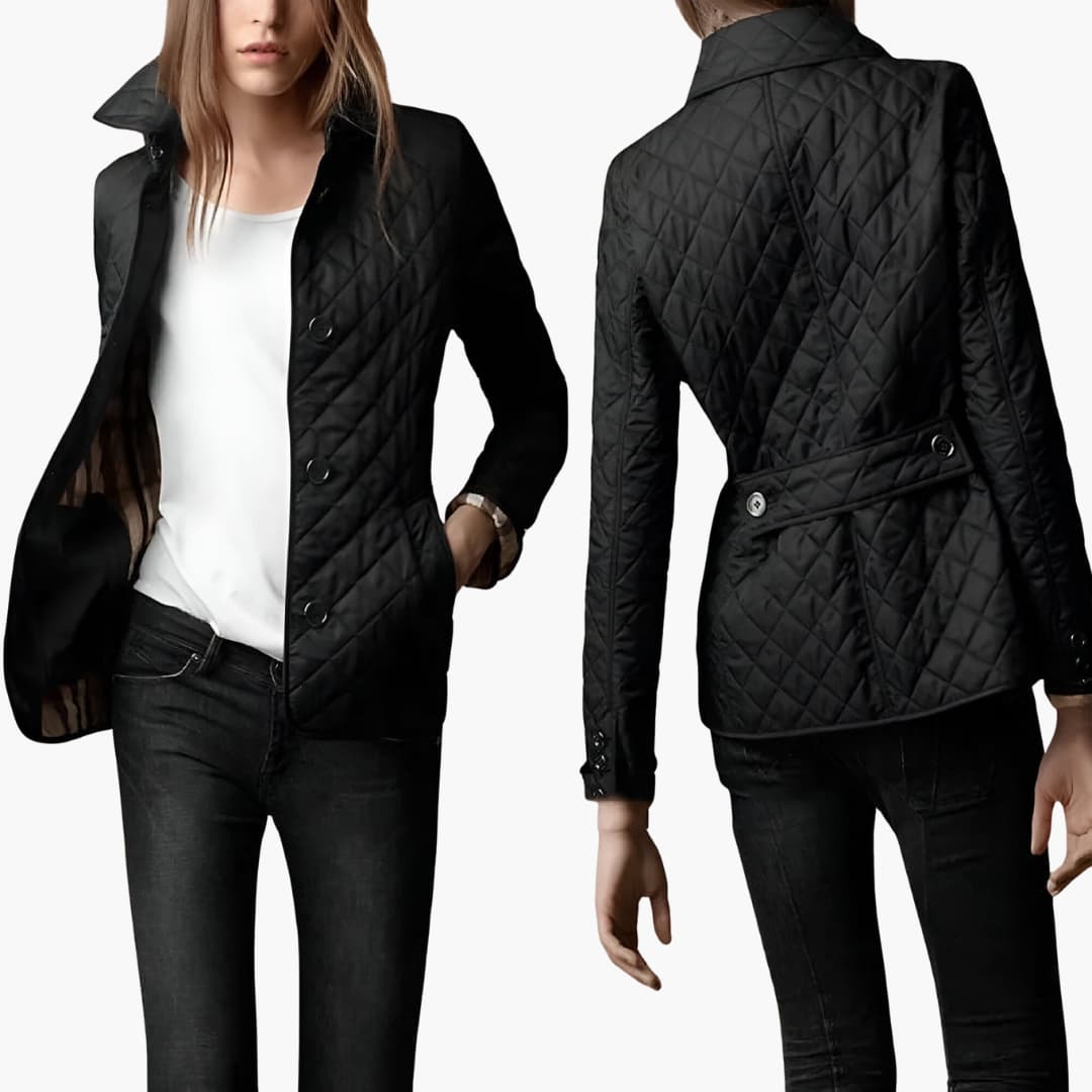 Women's Winter Jacket with Quilted Texture and Button Front
