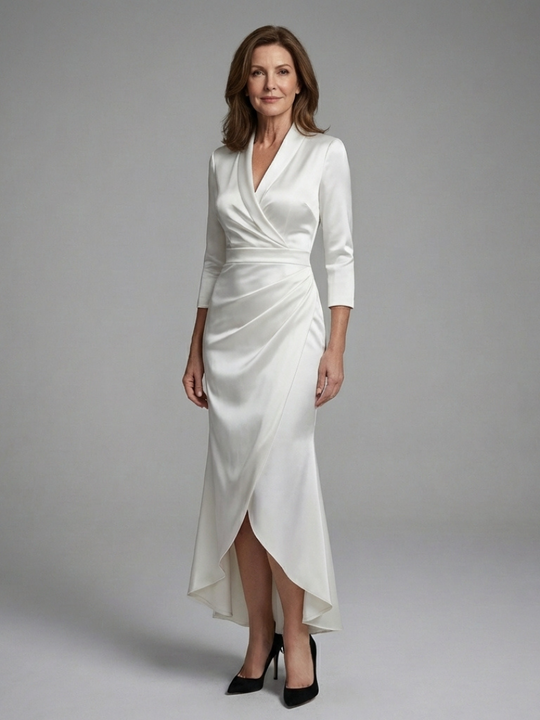 Celestine | Long Sleeve Wrap High Low Midi Dress