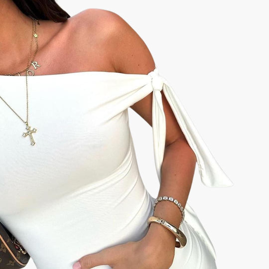 Women’s One-Shoulder Maxi Dress with Knotted Detail