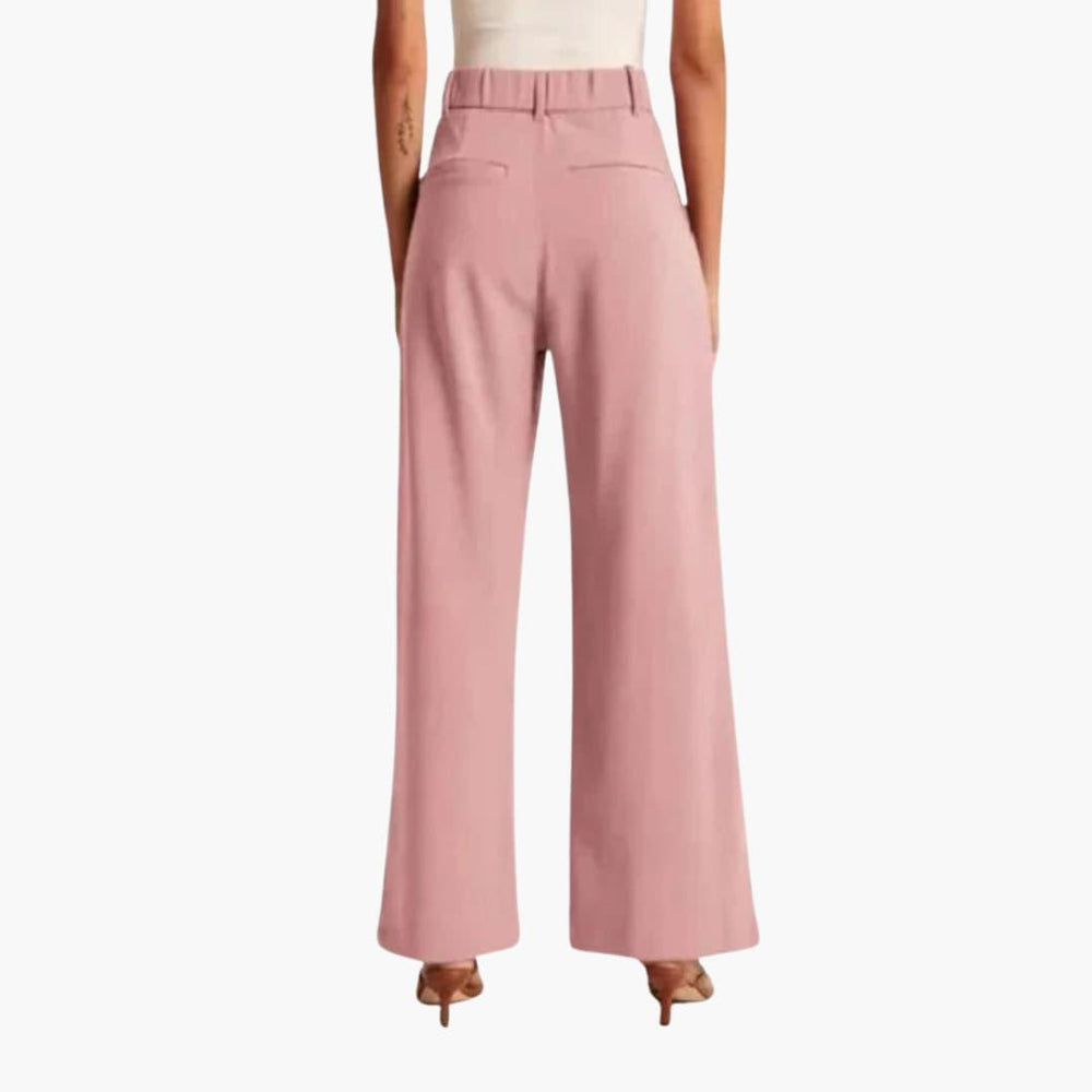 Women's High-Waist Trousers with Wide-Leg and Pleats