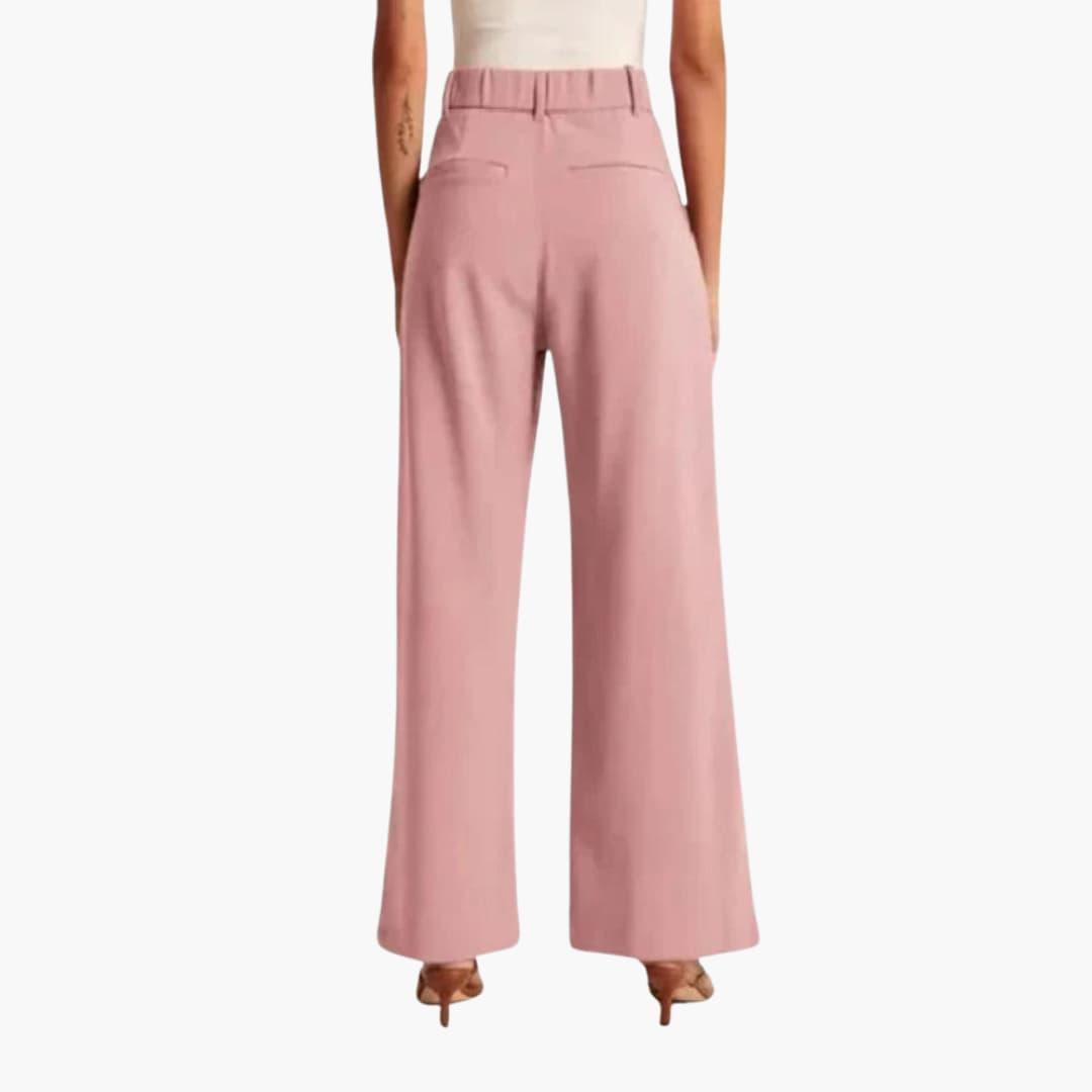 Women's High-Waist Trousers with Wide-Leg and Pleats