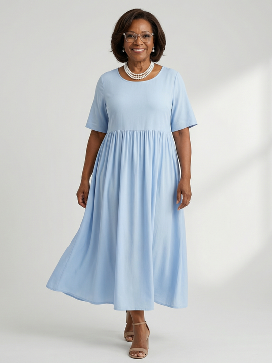 Ciren | Simple Gather Midi Dress