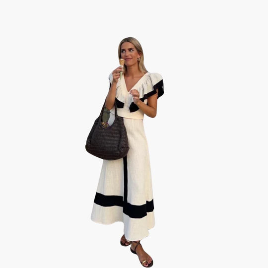 Women's Co-Ord Skirt Set with Ruffled Top and High-Waisted Skirt