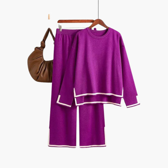 Women’s Two-Piece Set with Long-Sleeve Top and Matching Trousers