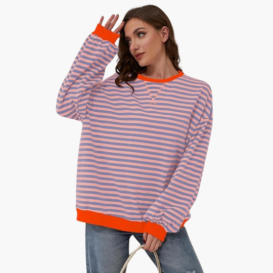 Women's Relaxed-Fit Jumper with Crew Neck and Long Sleeves