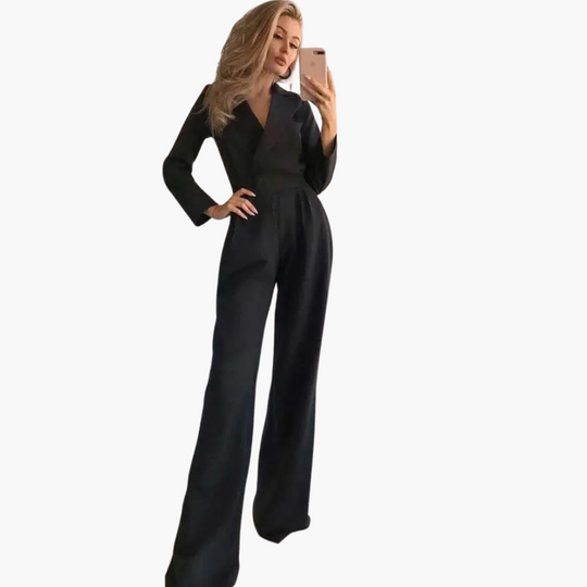 Women’s Jumpsuit with Long Sleeves and Wide-Leg Trousers