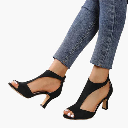 Women's Heels with Peep Toe and Zipper