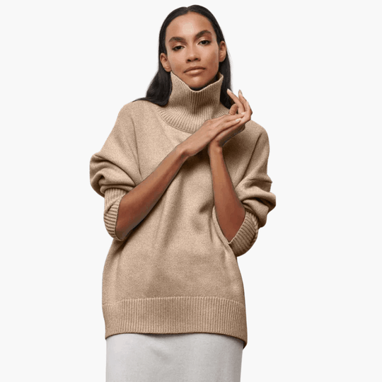 Women's Ribbed Turtleneck Jumper with Long Sleeves and Fitted Silhouette