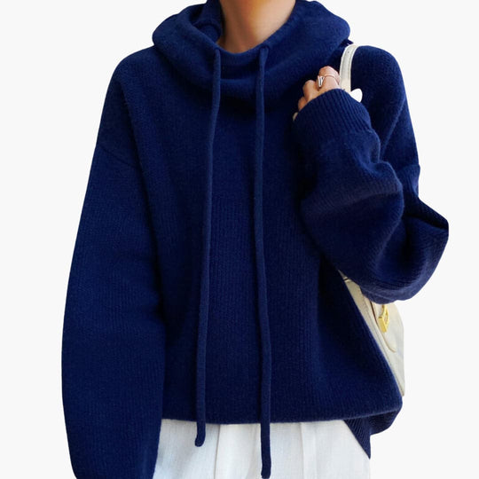 Women's Turtleneck Jumper with Long Sleeves and Drawstring Detail