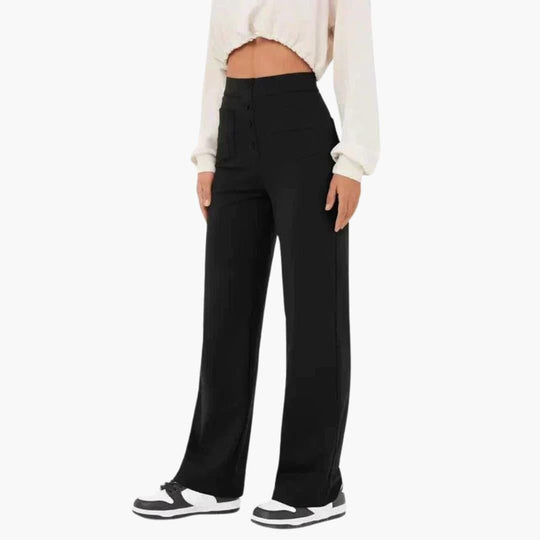 Women's Casual Trousers with Waistband and Front Pockets